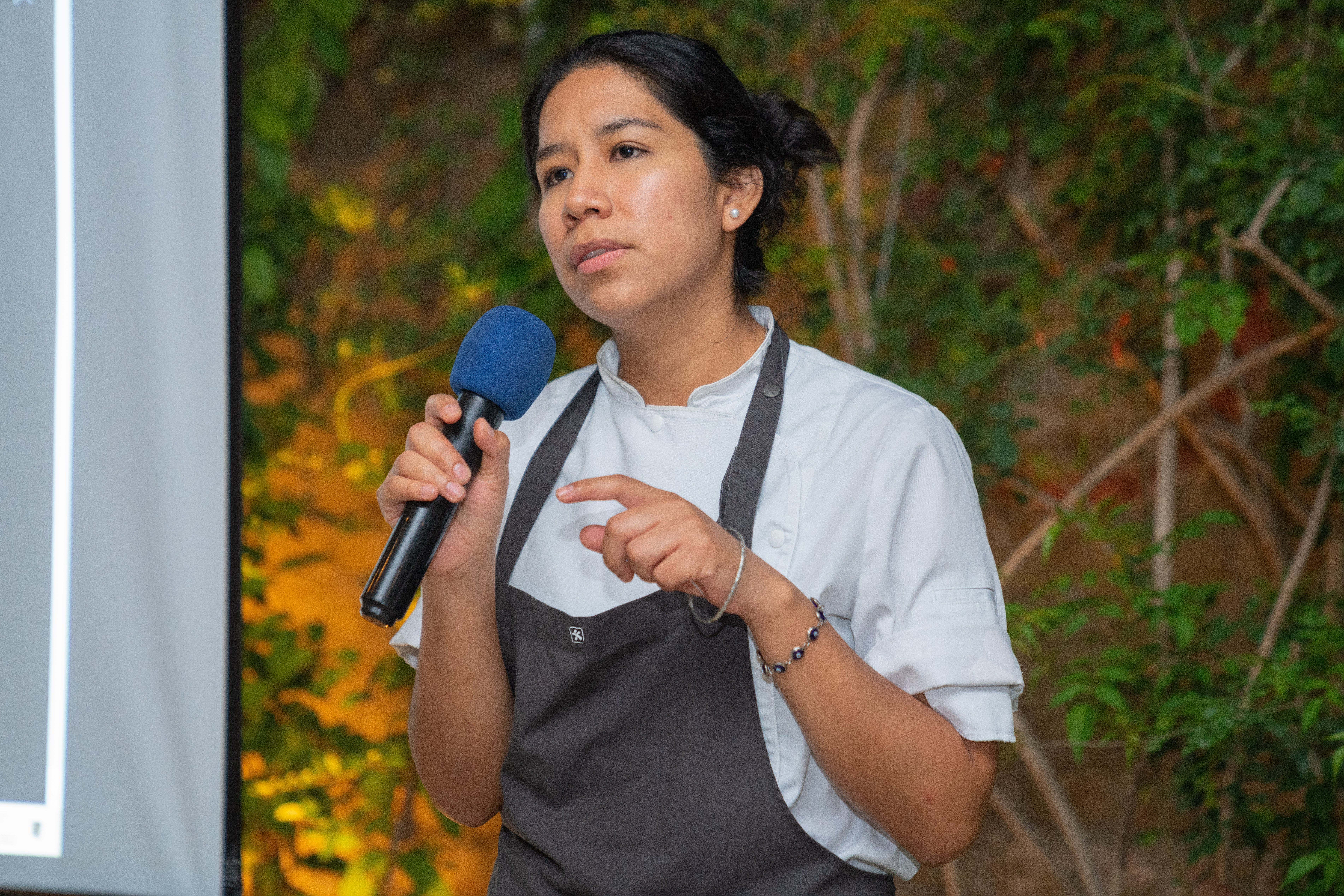 Female chef talking
