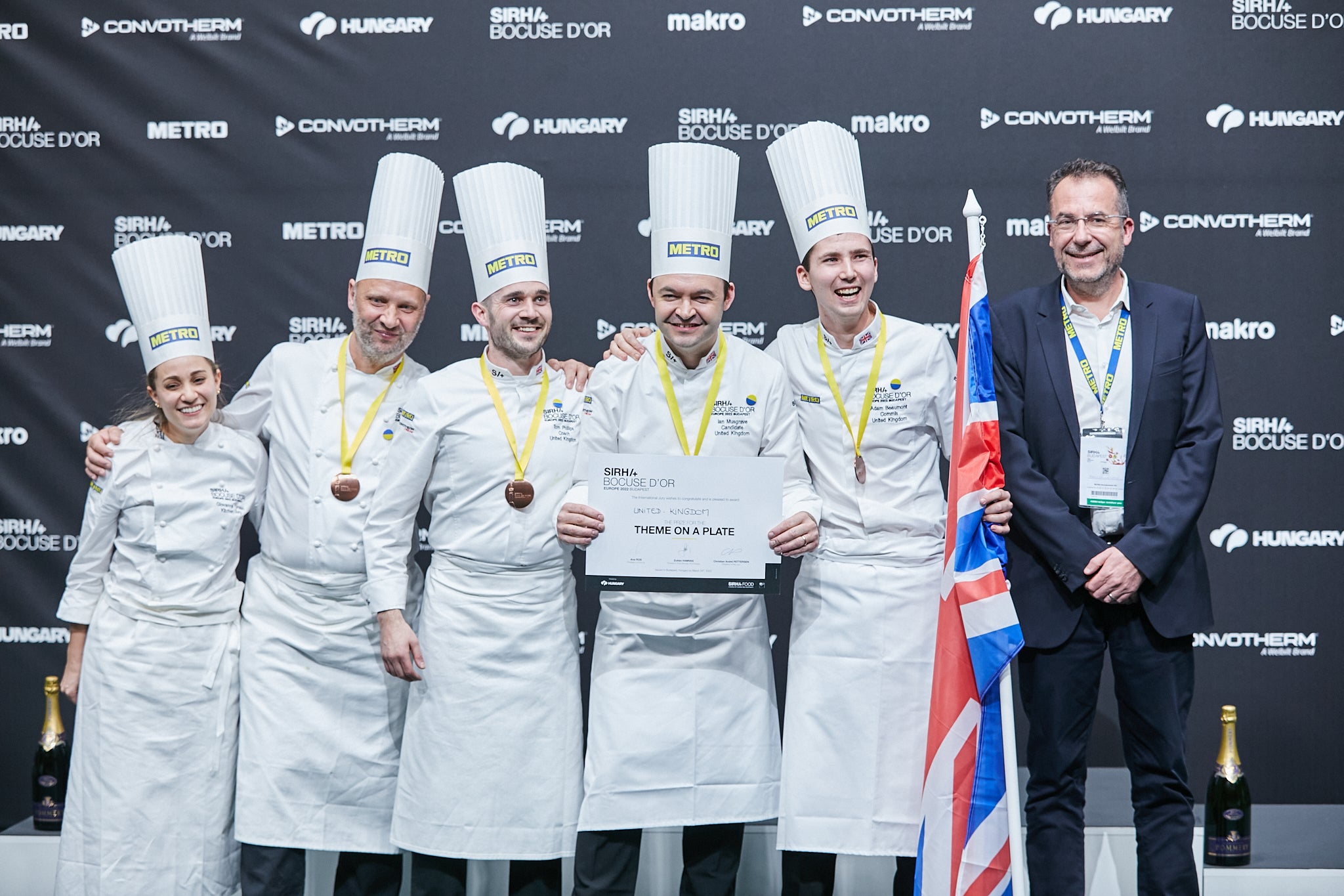 Chefs winning an award at Bocuse D'Or